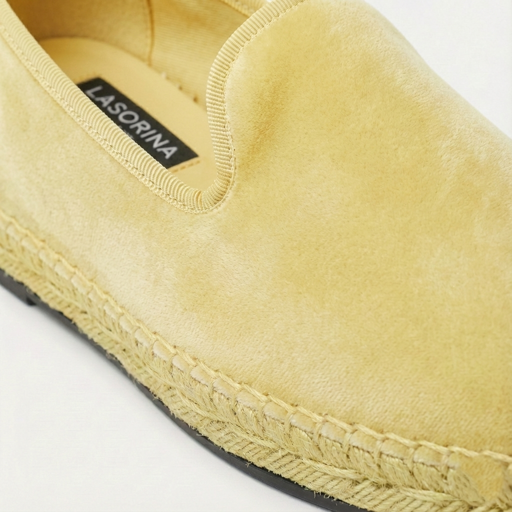 Espadrillas Lasorina in velluto italiano - Giallo pastello