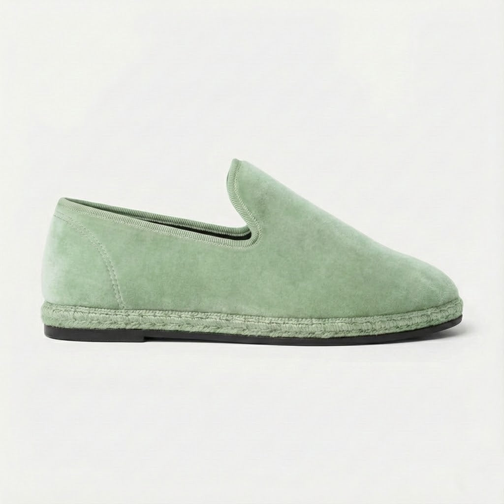 Espadrillas Lasorina in velluto italiano - Verde chiaro