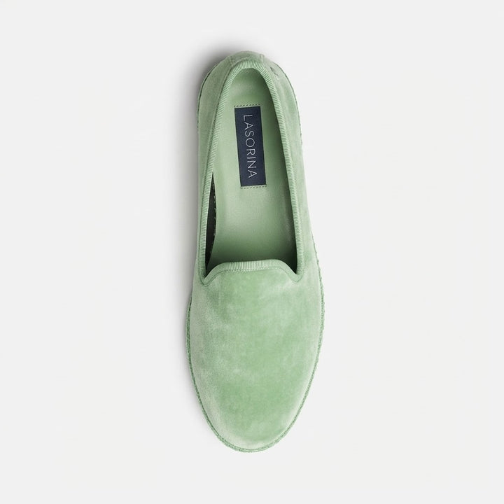 Espadrillas Lasorina in velluto italiano - Verde chiaro